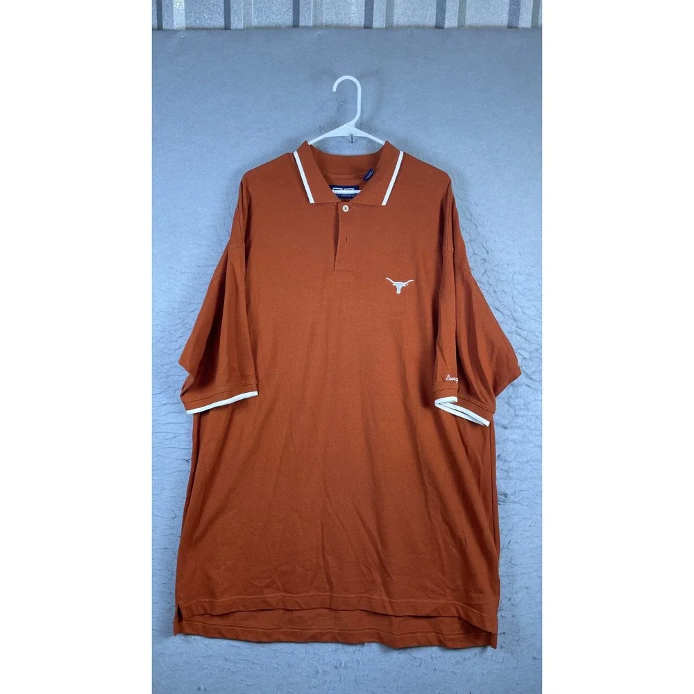 Crable Sportswear Polo Shirt Men XXL Orange Excellent Texas Longhorns NCAA Pique